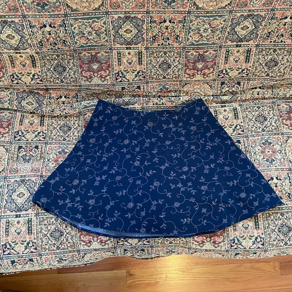 Navy and White Floral skirt